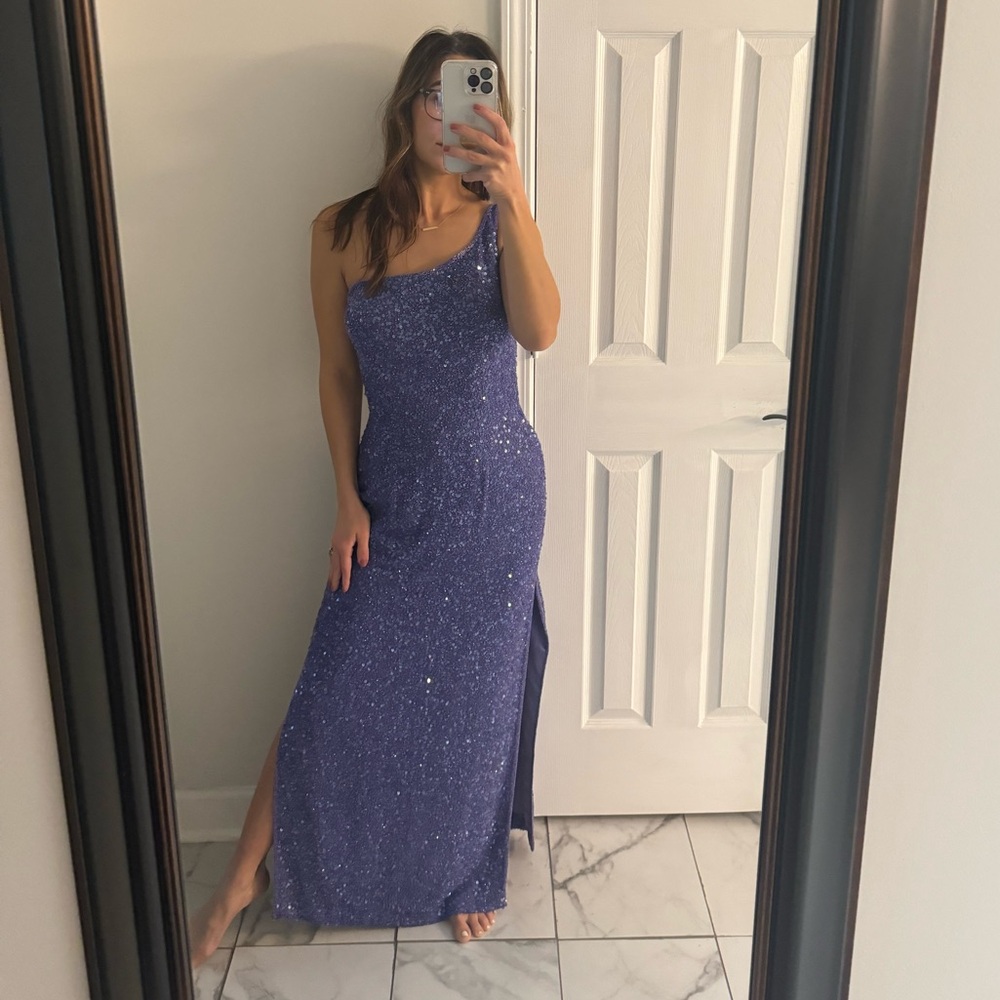 Purple Sequins and Beaded Gown
